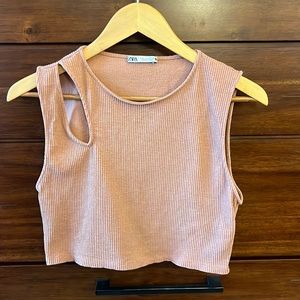 Zara Ribbed Crop Top Size L